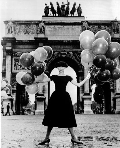 Audrey Hepburn with Balloons at the Arc de Triomphe