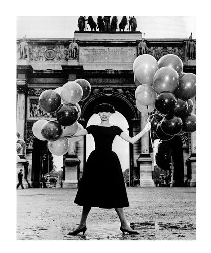 Audrey Hepburn with Balloons at the Arc de Triomphe