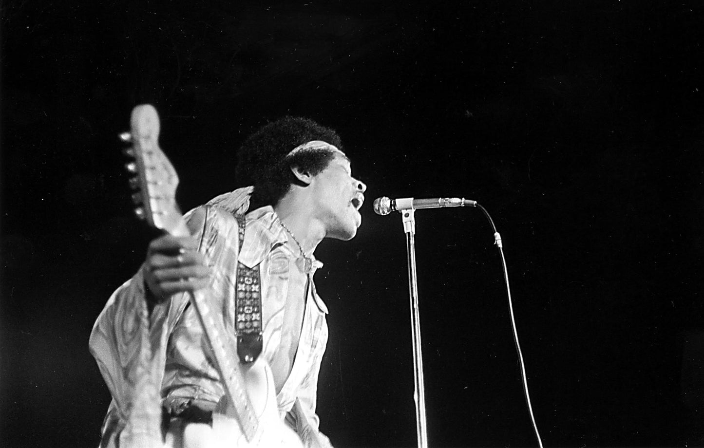 Jimi Hendrix Passionately Singing on Stage