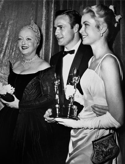 Bette Davis, Marlon Brando, and Grace Kelly at the Oscars