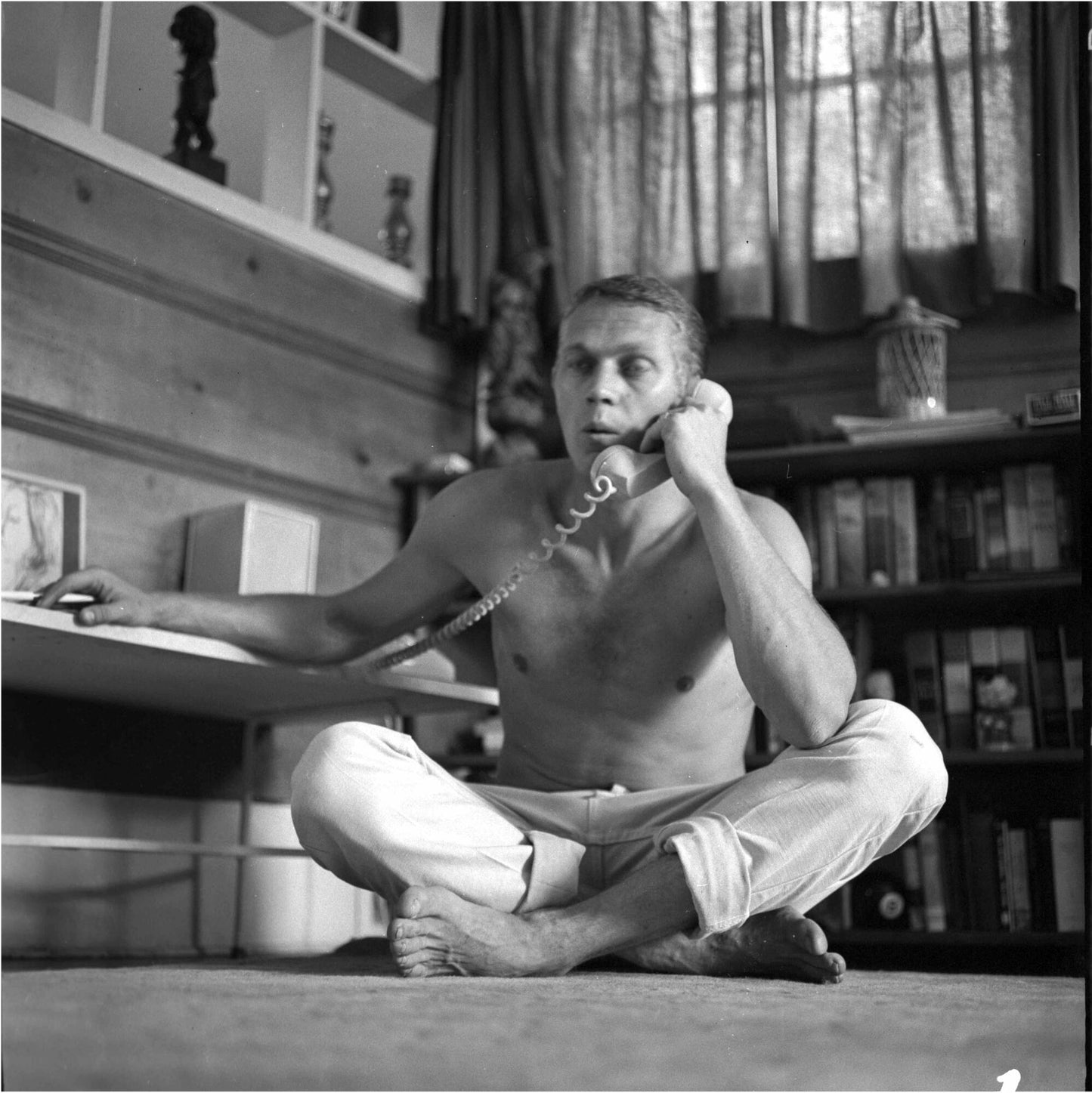 Steve McQueen Relaxing on Phone