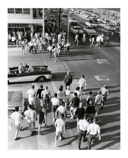 Crowds on Busy Beach, U.S.A., 1950's-60's