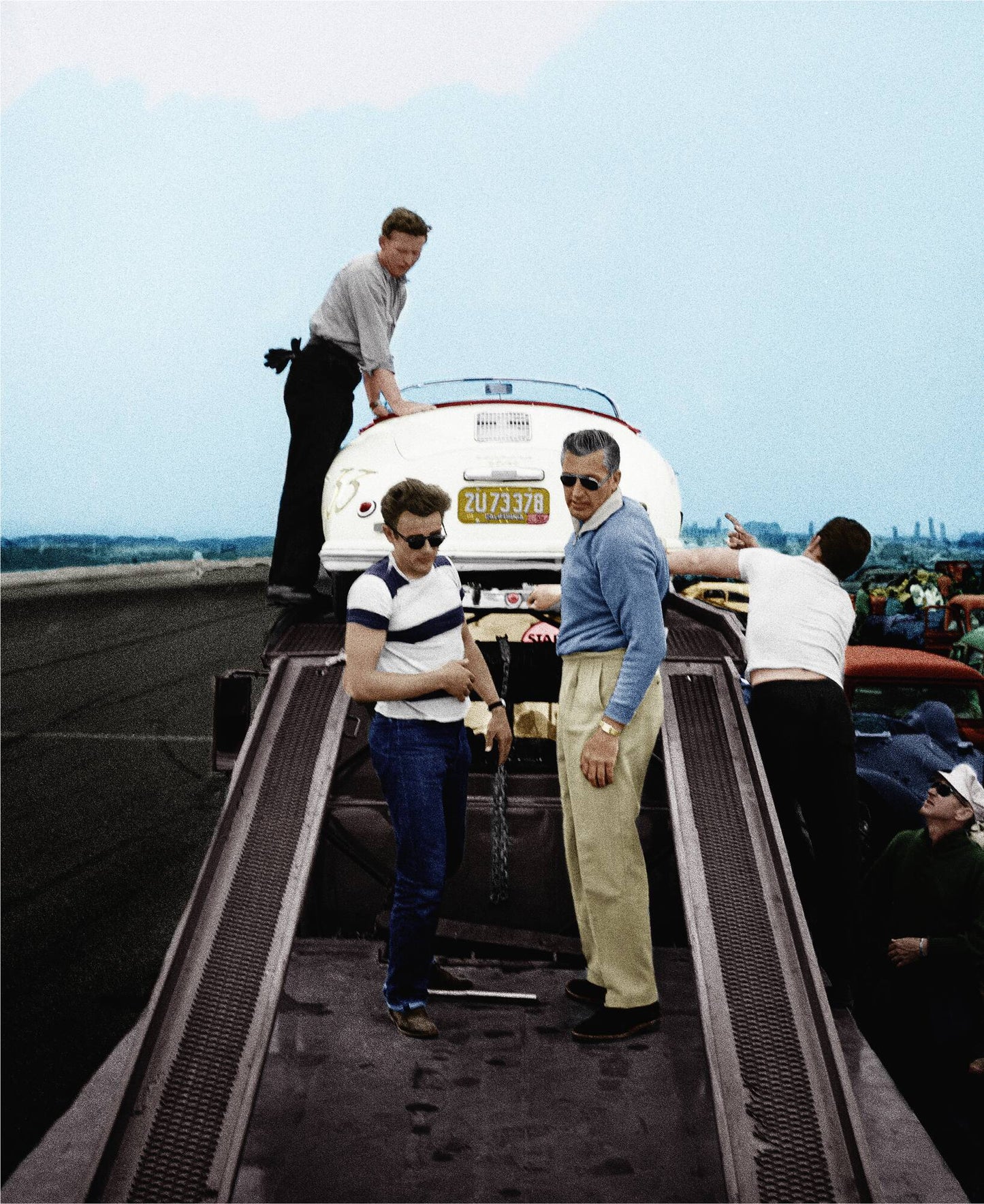 James Dean Standing with Porsche at Car Rally