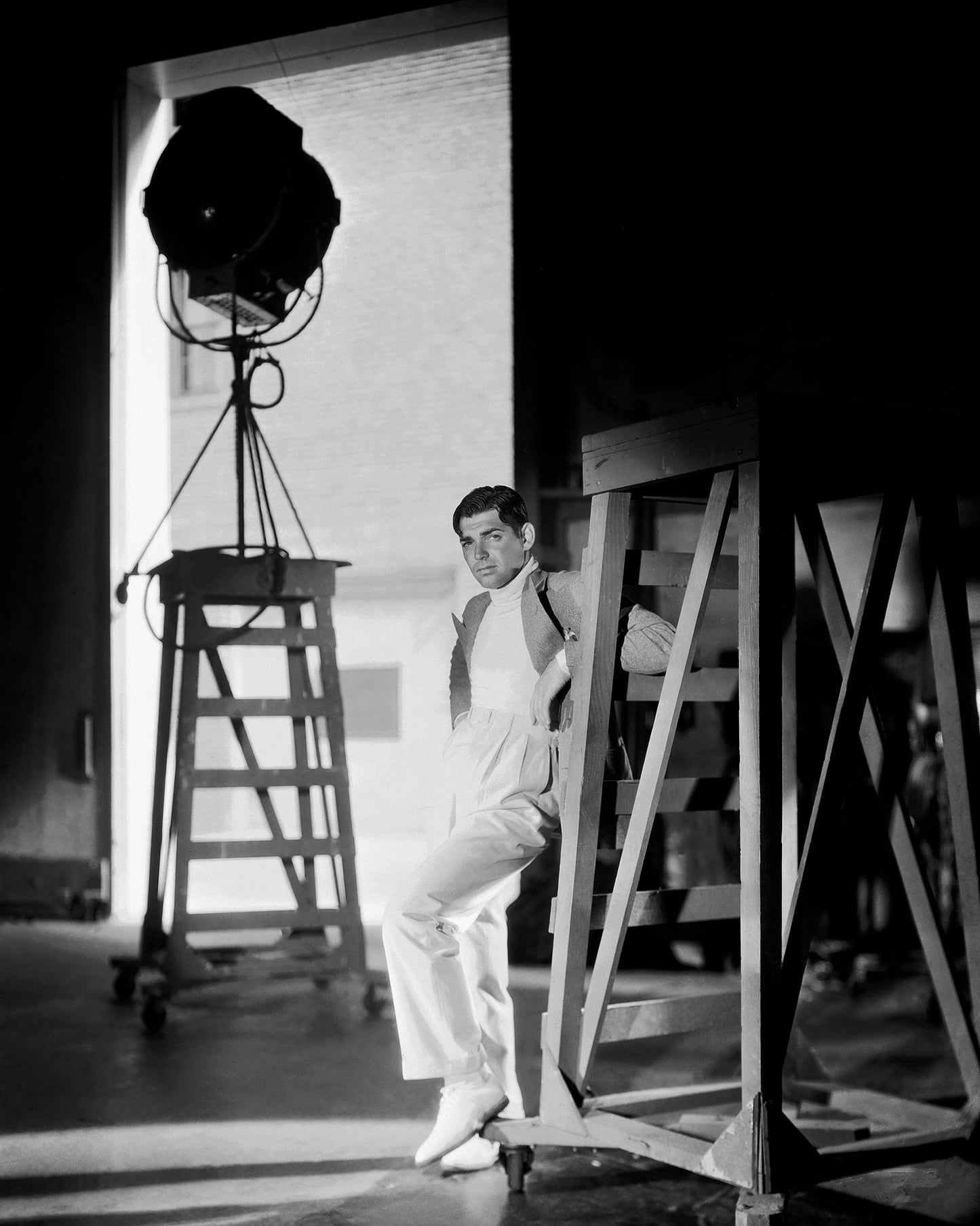 Clark Gable Posed in Sound Stage