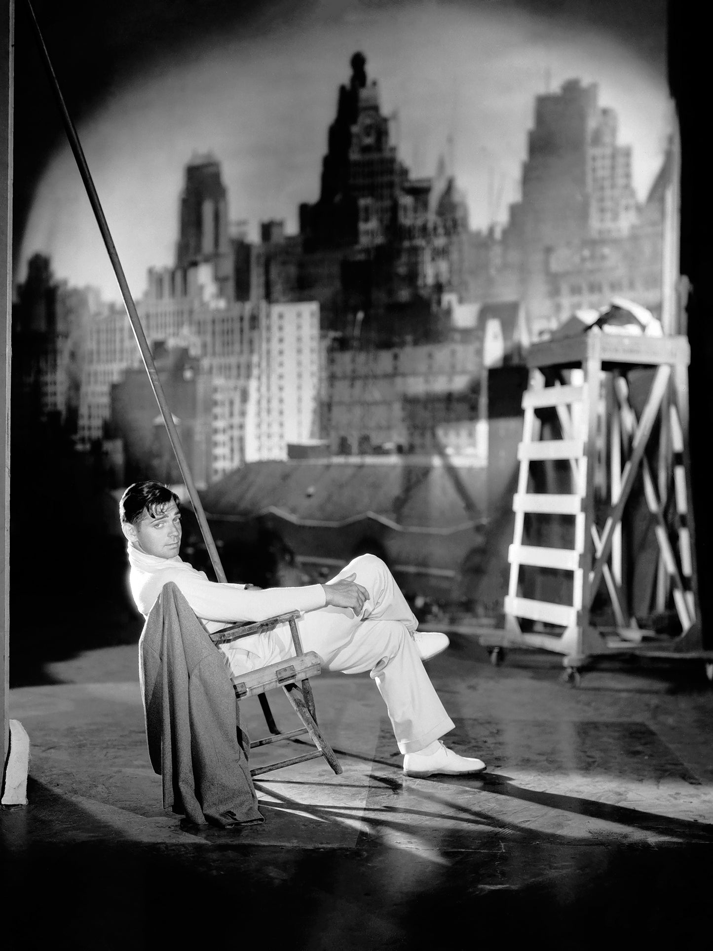 Clark Gable Posed on Sound Stage