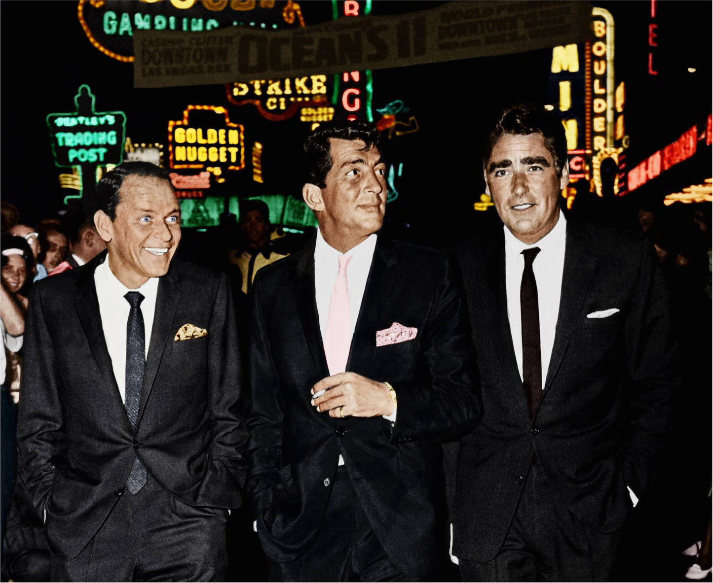 Frank Sinatra, Dean Martin, and Peter Lawford in Vegas for "Ocean's Eleven" Premiere