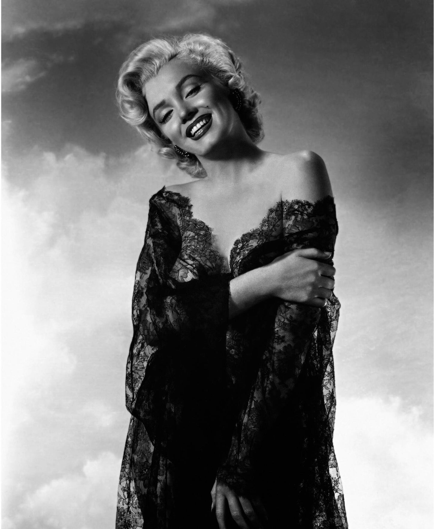 Marilyn Monroe Smiling in Black Lace