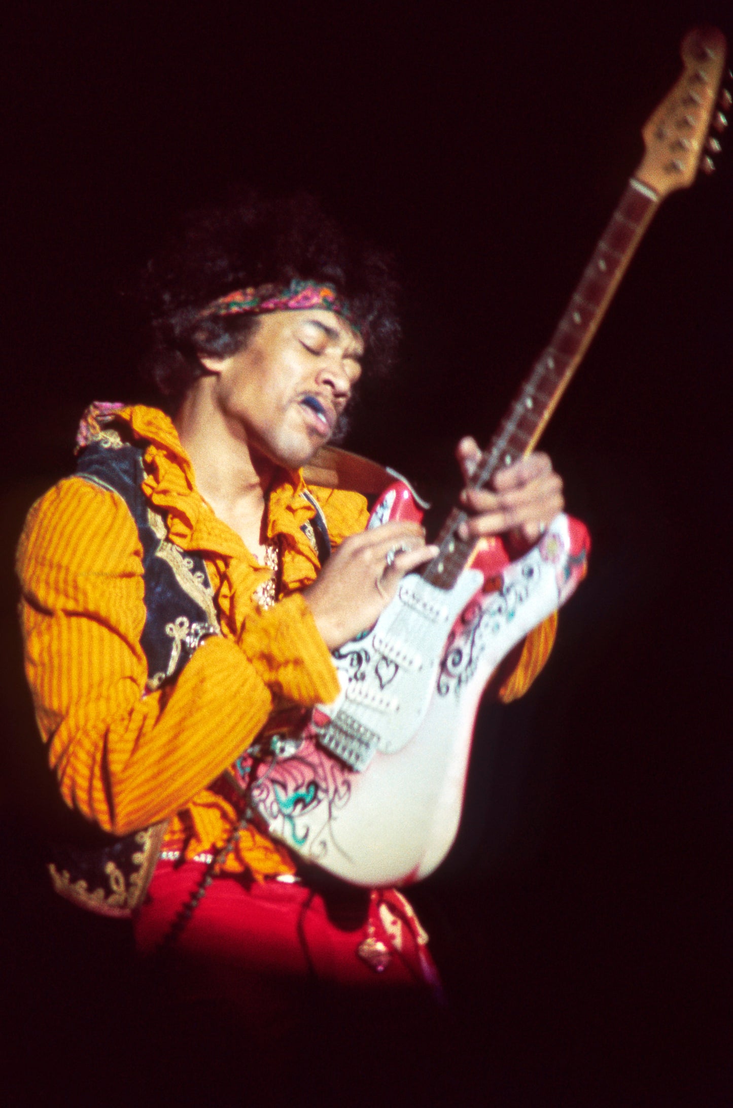 Jimi Hendrix Performing on Stage at Monterey Pop Festival