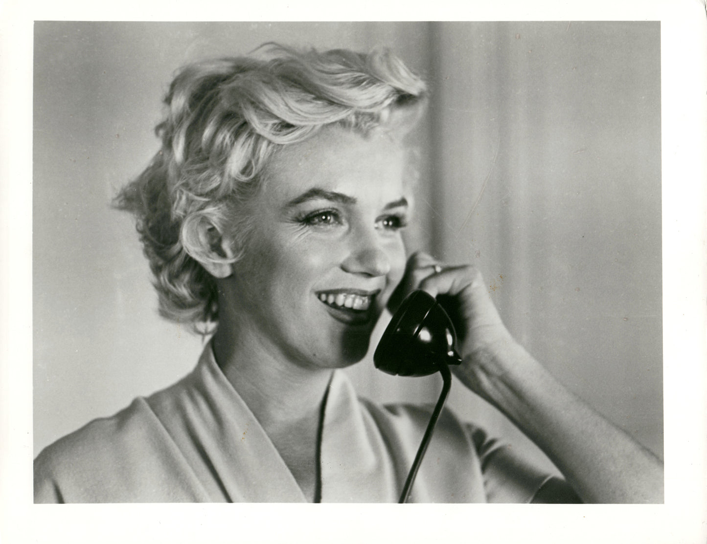 Marilyn Monroe Smiling on the Phone Vintage Press Print