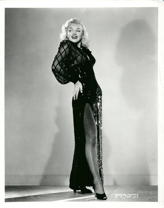 Marilyn Monroe in Black Sequin Gown Vintage Press Print