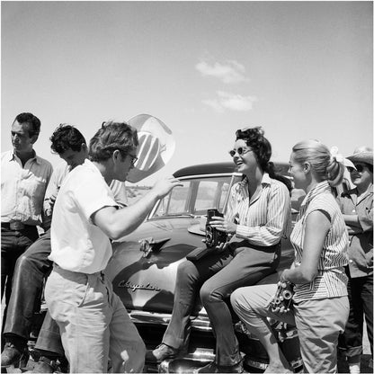 James Dean and Elizabeth Taylor Having Fun on Set of Giant