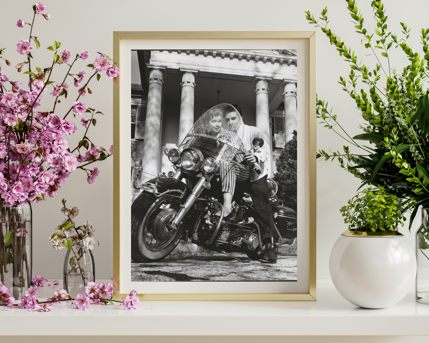 Elvis Presley and Sweetheart on Motorcycle