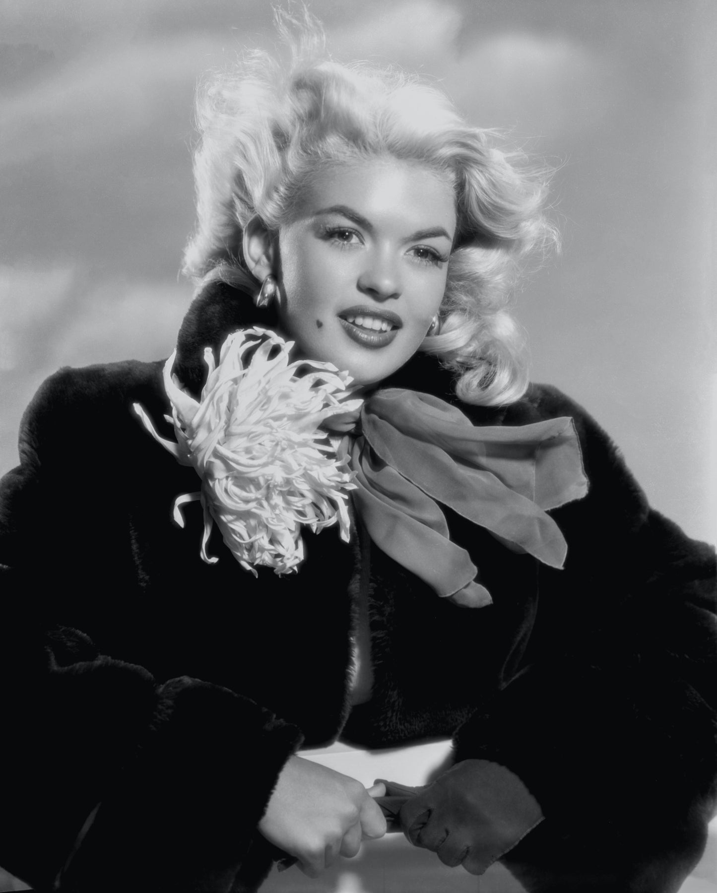 Jayne Mansfield Posed Smiling in Coat